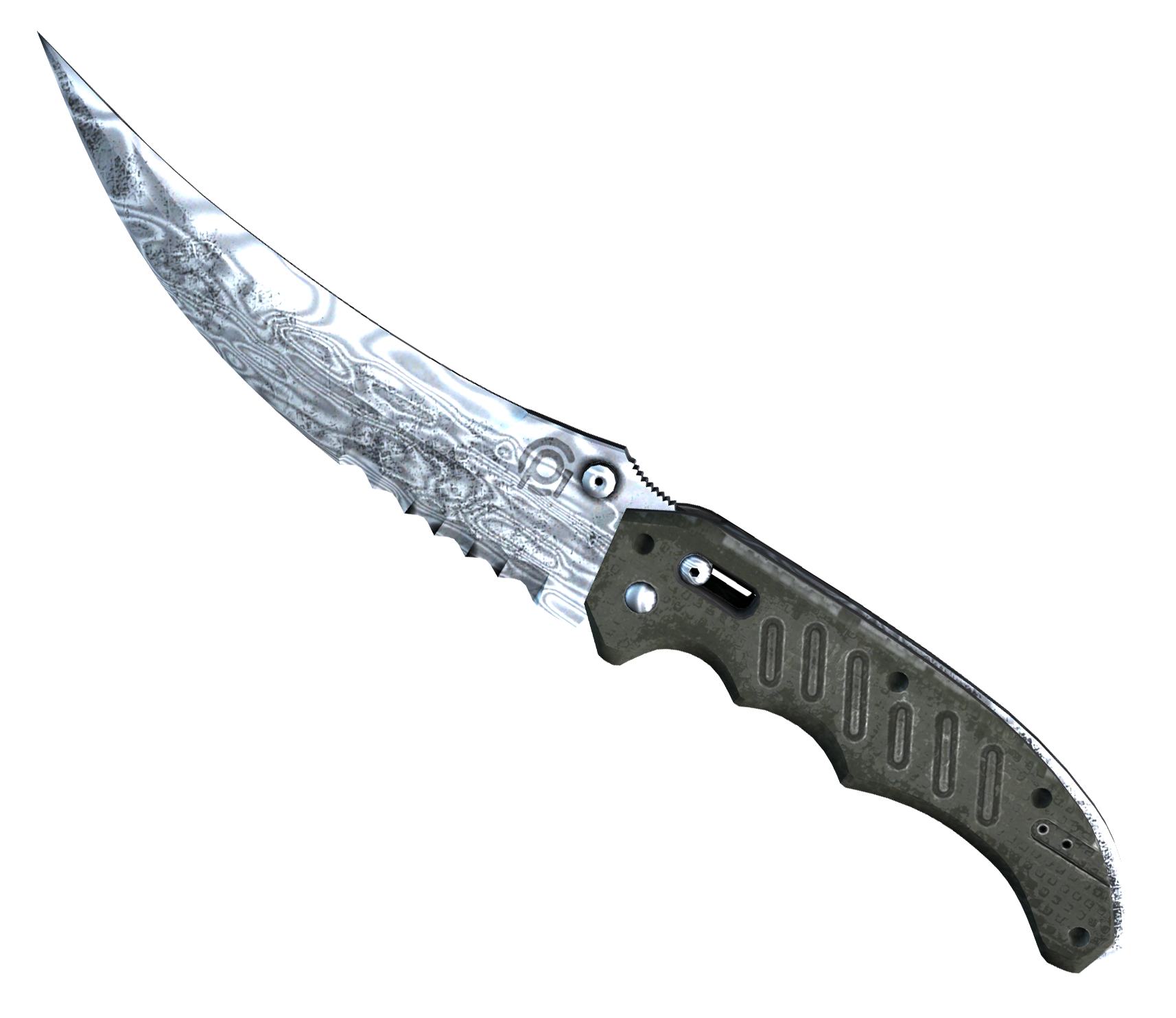 Flip Knife Damascus Steel Large Rendering